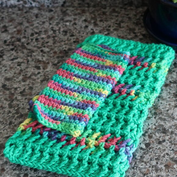 Multicolored Crochet Dish Drying Mats 100% Cotton Kitchen - Picture 9 of 13